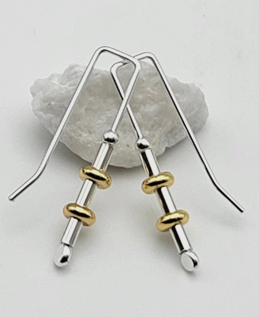 Small Sterling Silver and Gold Threader Earrings