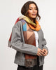 Geometric Colorblock Cashmink Scarf: Industrial blue