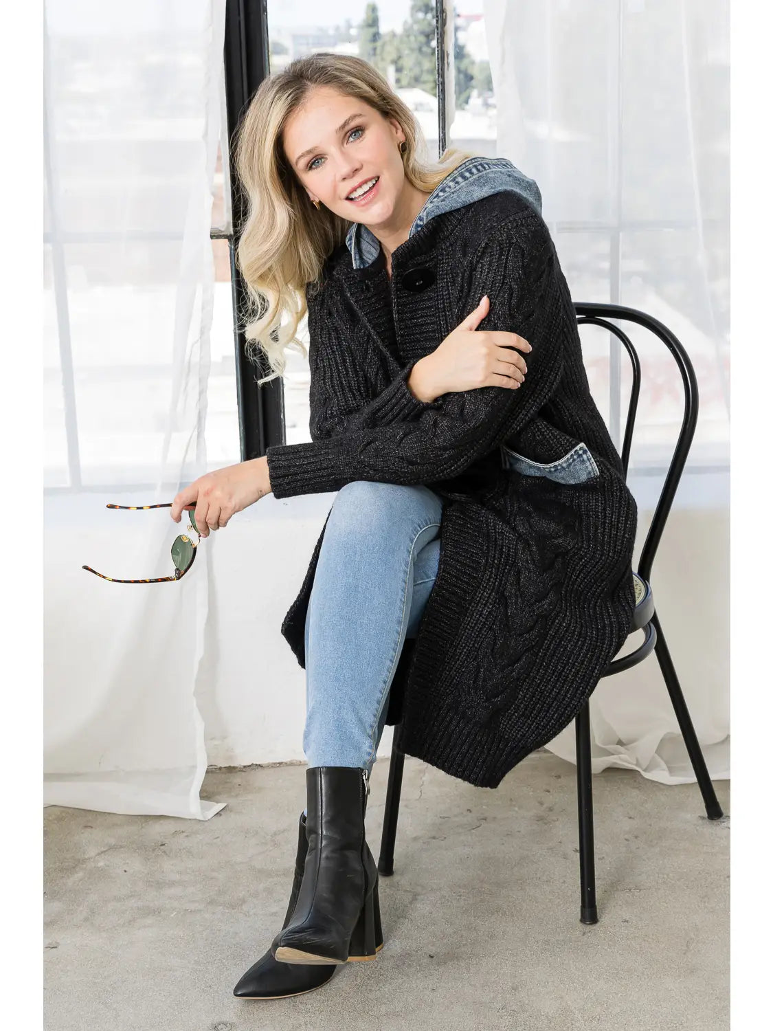 Seline Sweater Coat with Denim