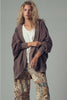 Washed waffle knit Hooded Cardi