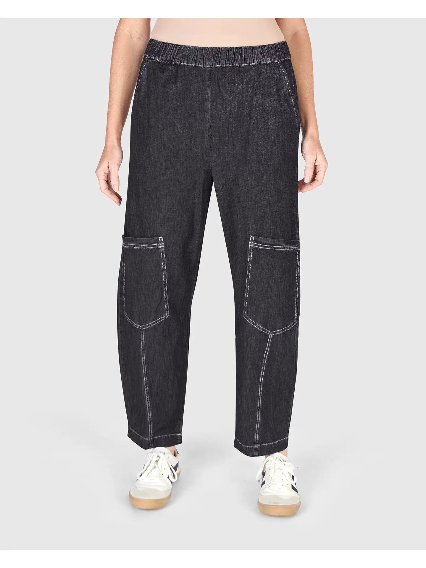 Papaya Relaxed Pants, Black Denim