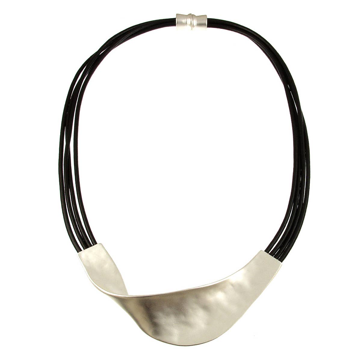 Leather, Metal Twist, Magnetic Necklace-black