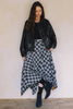 ASYMMETRICAL PLAID MAXI SKIRT