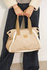 Faux Suede Large Shoulder Bag – Camel & Cream (Cipria)