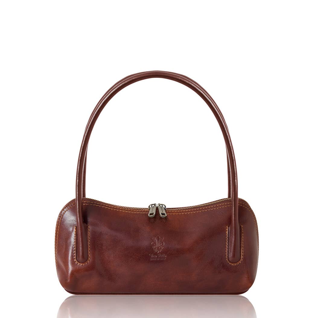 Italian Handmade Vegetable Tanned Leather Shoulder Bag: LIGHT CHOCOLATE