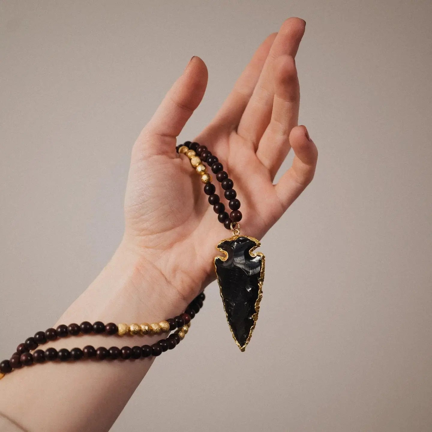 Long Necklace with Black Pendant