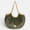 Corduroy Medium Zippered Tote Bag – Olive Green (Musgo)