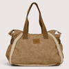Faux Suede Large Shoulder Bag – Camel & Cream (Cipria)
