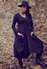 Asymmetrical Hem Long Sleeve Black Dress