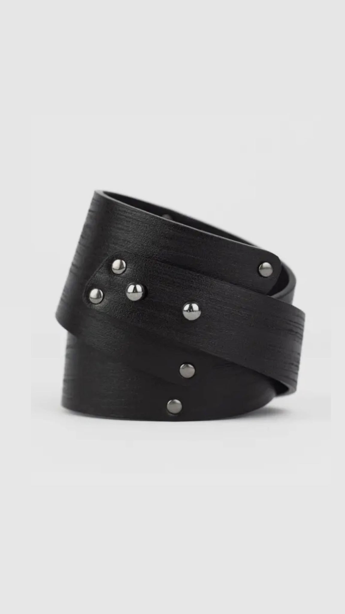 Leather Bracelet/ Studded Black, Double Wrap