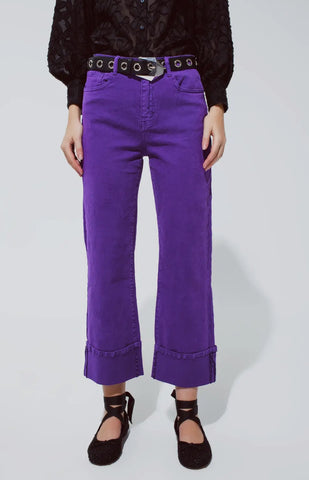 Straight leg jeans with cropped hem