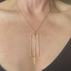 Gold Hammered Rectangle and Bar Necklace