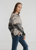 Round Neck Long-Sleeve Striped Sweater in Blended Wool