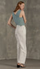 Linen Cross Back Crop Top Serena Mint Green