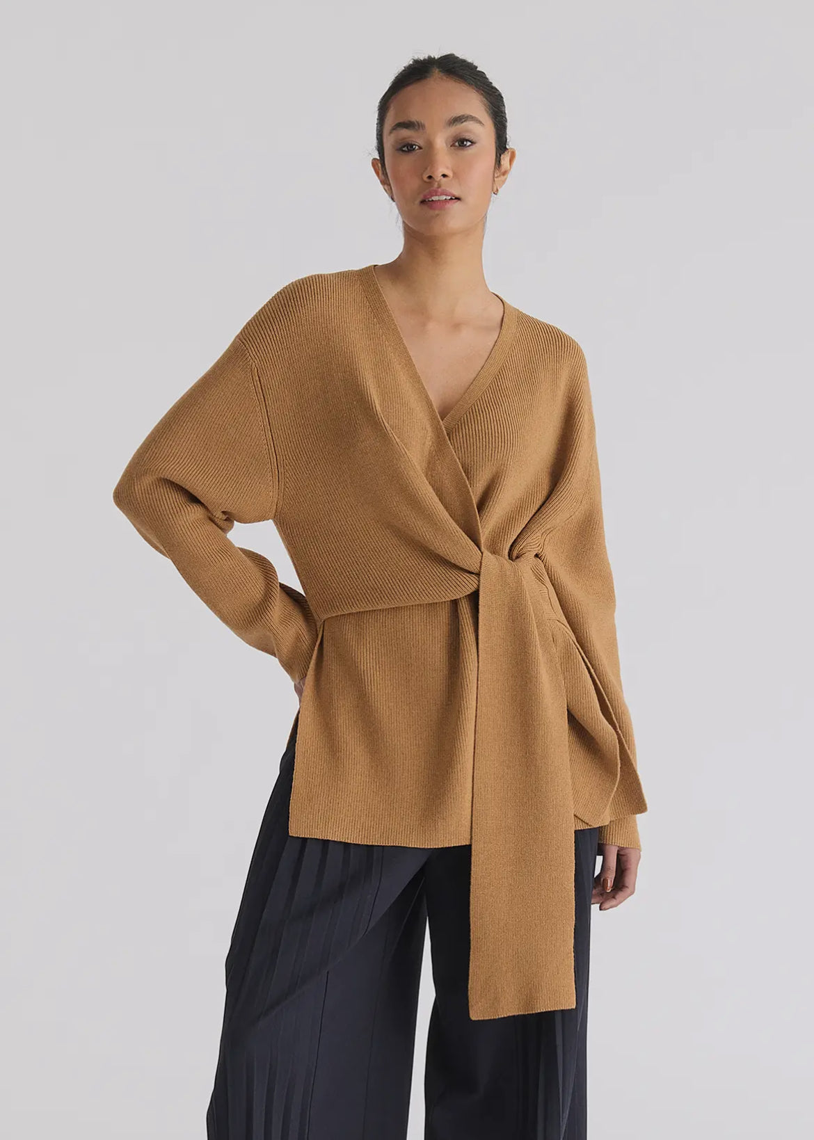 Wrap Side Tie Knit Jumper