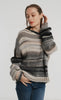 Round Neck Long-Sleeve Striped Sweater in Blended Wool