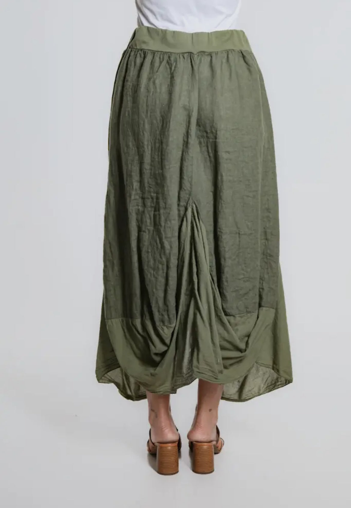 Brenna Cotton/Linen Bunched Pocket Skirt
