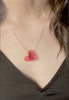 Pink heart Bird Necklace