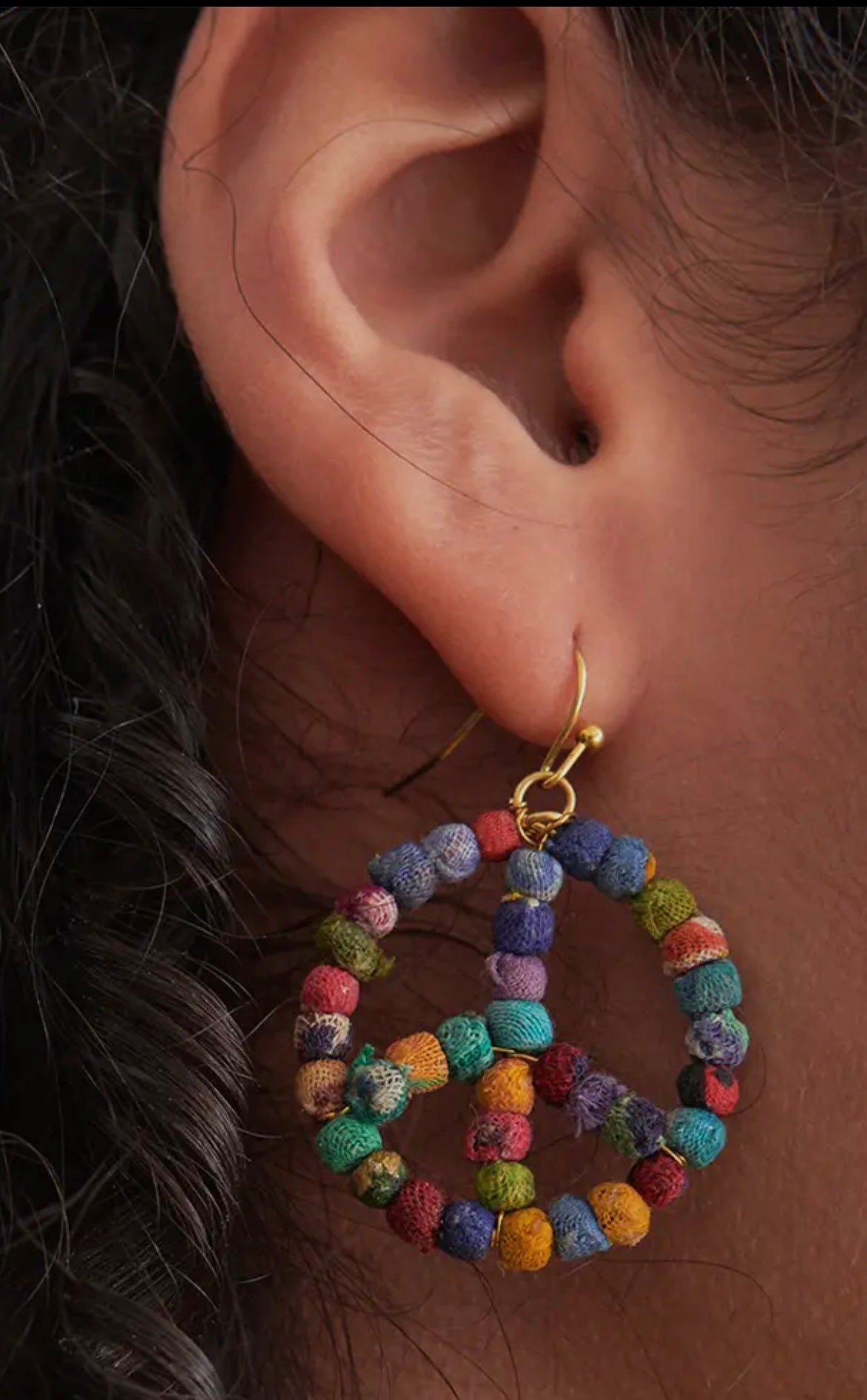 Kantha Milieu Peace Symbol Earrings