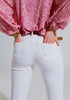 Flare Jeans with Raw Hem Edge in White