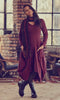 Asymmetrical Hem Long Sleeve Burgundy Dress