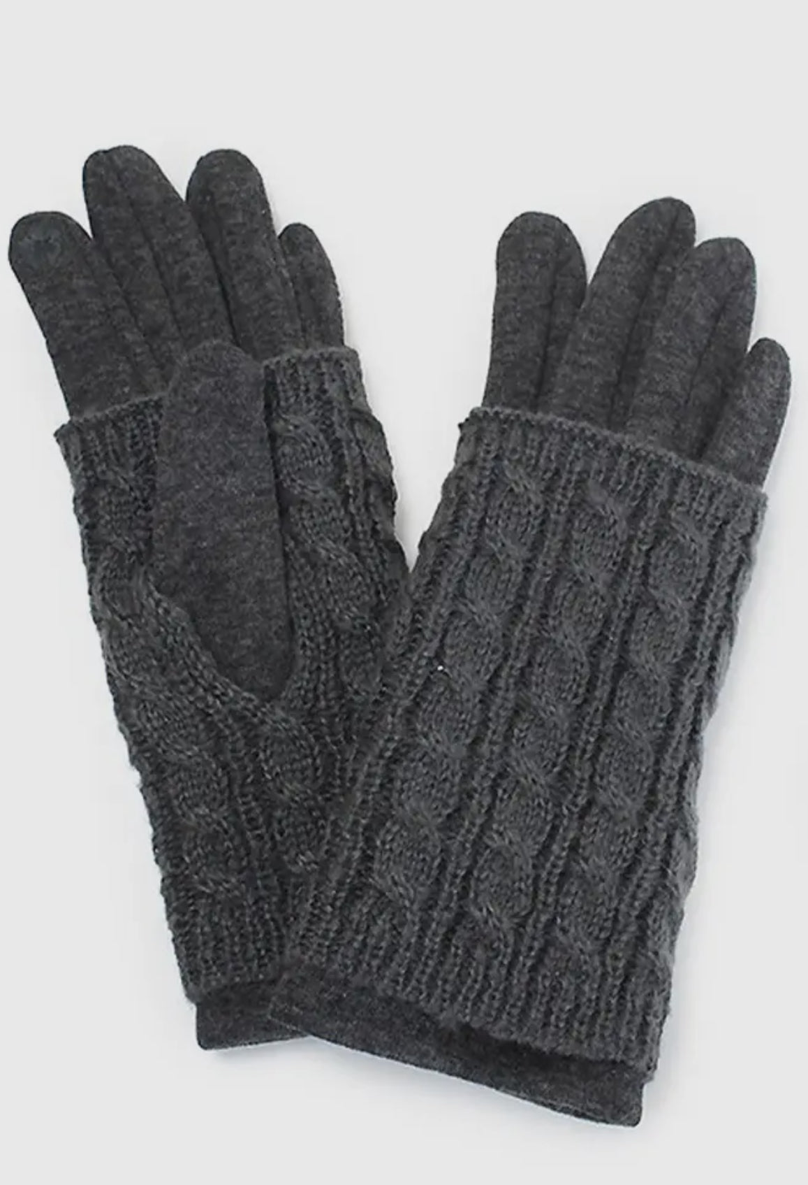 Double Layer Knitted Touch Screen Women's Gloves-Grey