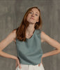 Linen Cross Back Crop Top Serena Mint Green