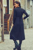 Front Yoke V Neckline Tie Waist Long Sleeve Winter Dress