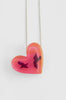 Pink heart Bird Necklace