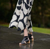 Block Print Dress Black Silky Luxurious Soft Long Dress