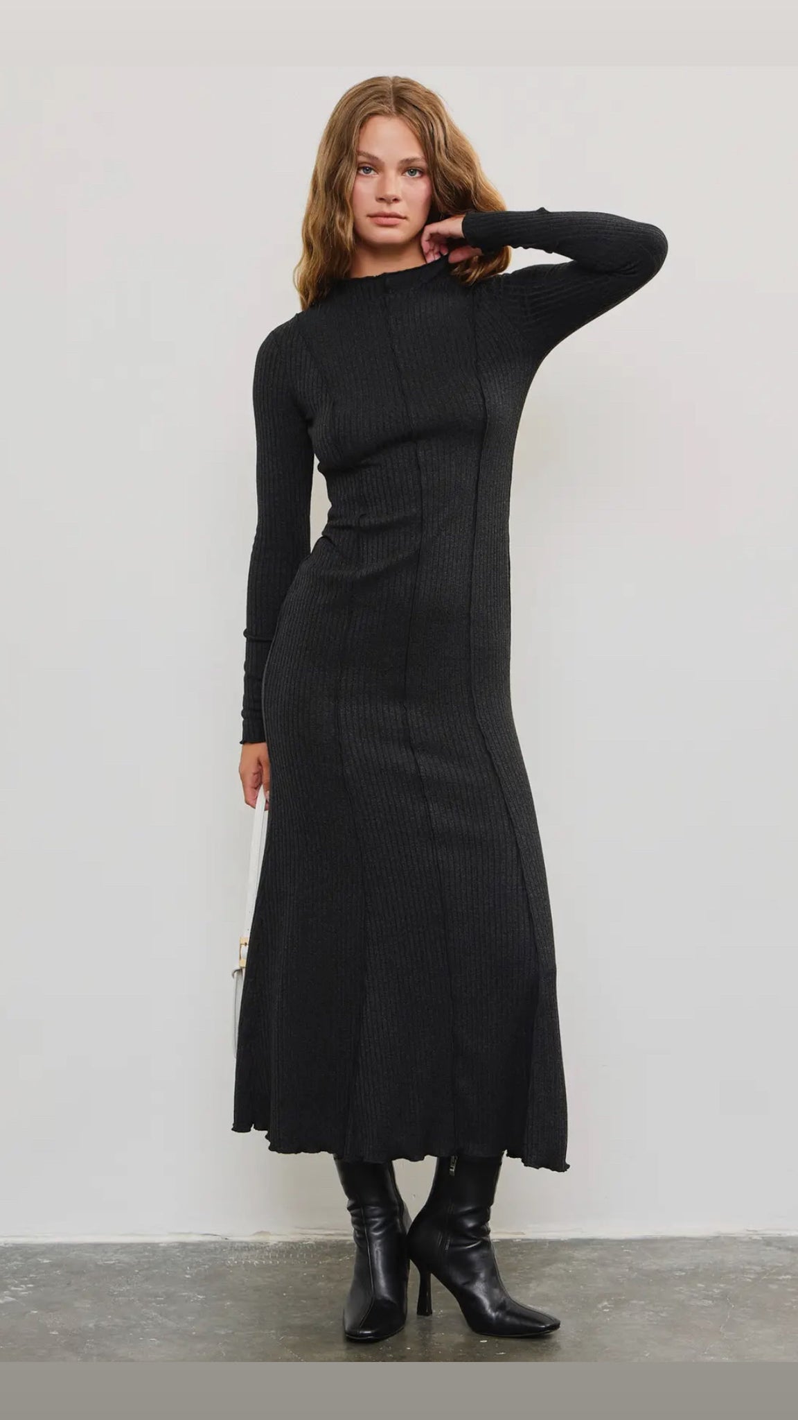 Mock neck Ribbed Dress-coming soon