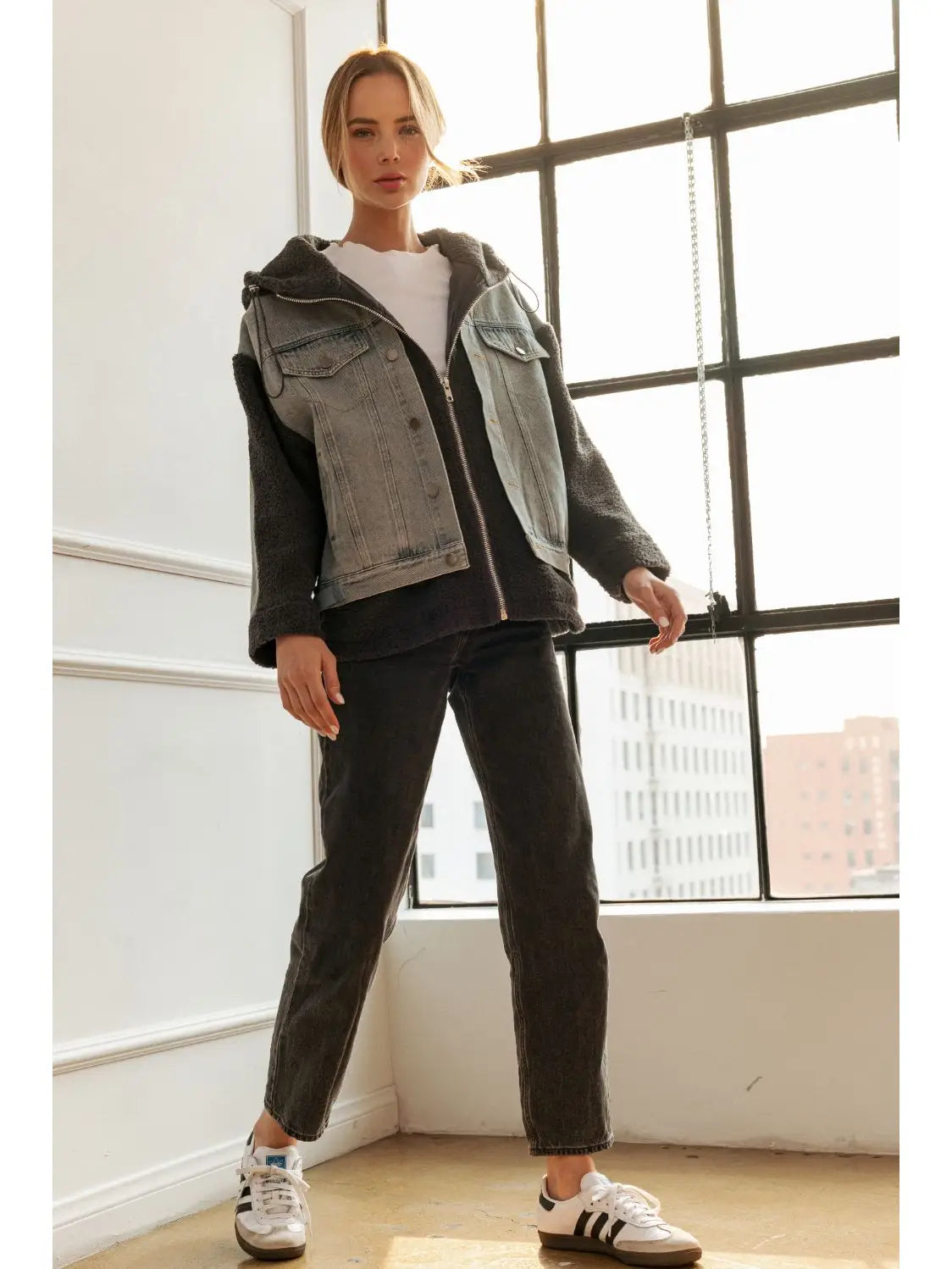 Joleen Fur Sherpa Jacket with Denim