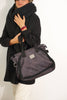 Faux Suede Large Shoulder Bag – Black (Cene)