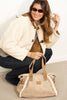 Faux Suede Large Shoulder Bag – Camel & Cream (Cipria)