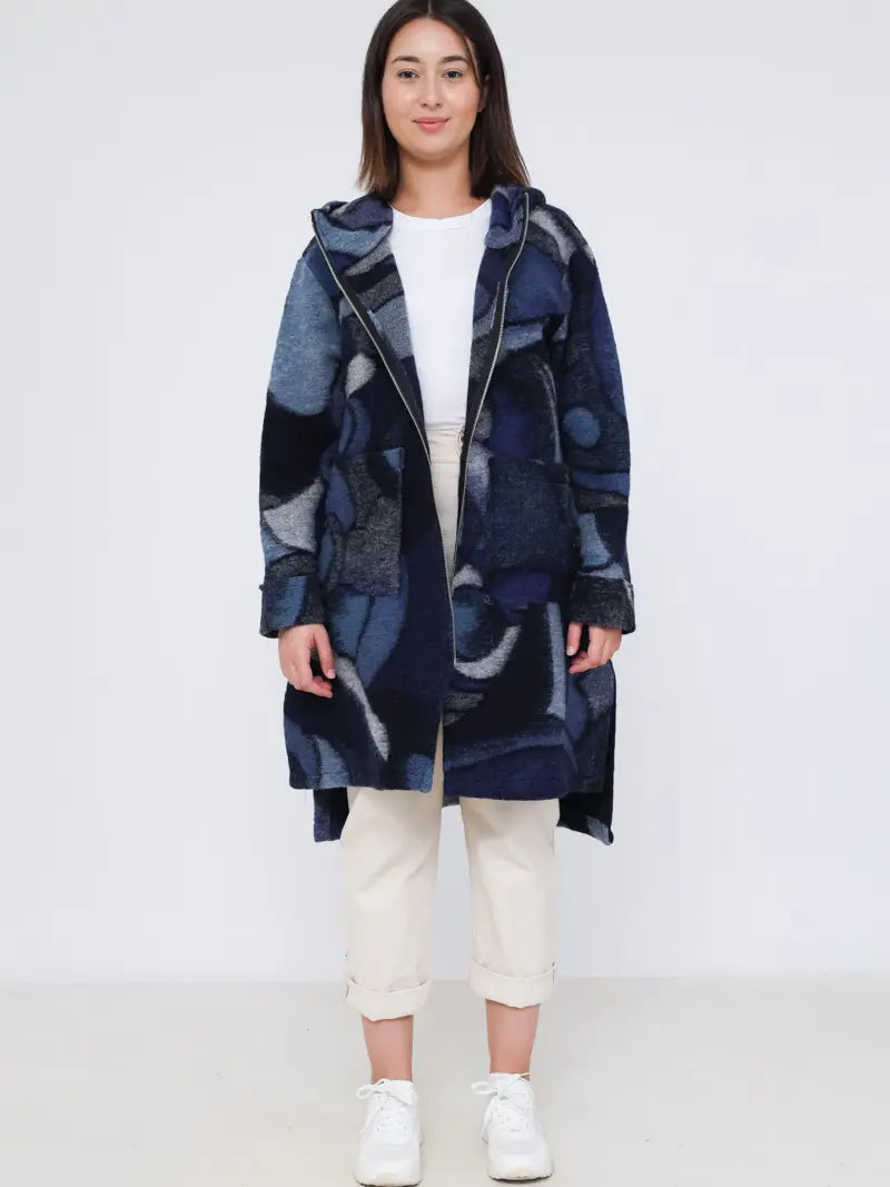 Printed Wool Blend Coat