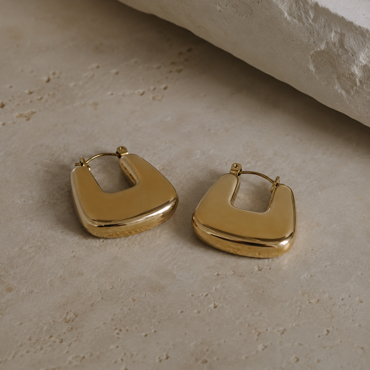Lucia Hoops | Gold Geometric Angular Hoop Earrings