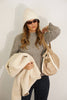Faux Suede Large Shoulder Bag – Camel & Cream (Cipria)