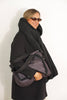 Faux Suede Large Shoulder Bag – Black (Cene)