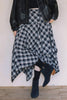 ASYMMETRICAL PLAID MAXI SKIRT