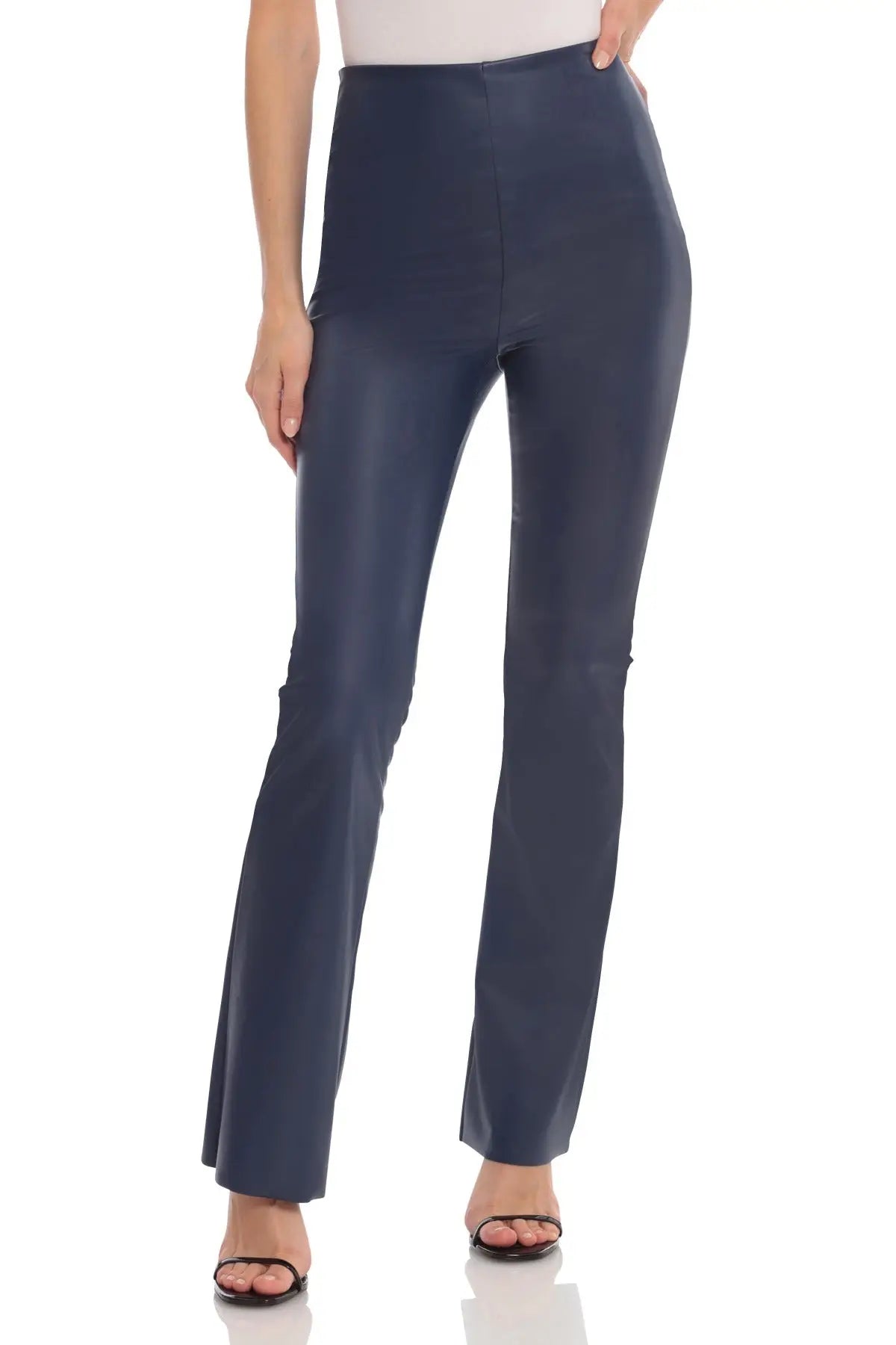 Stretch Faux leather flare pants - dark blue