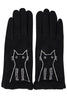 Suede cat embroidery with boucle gloves